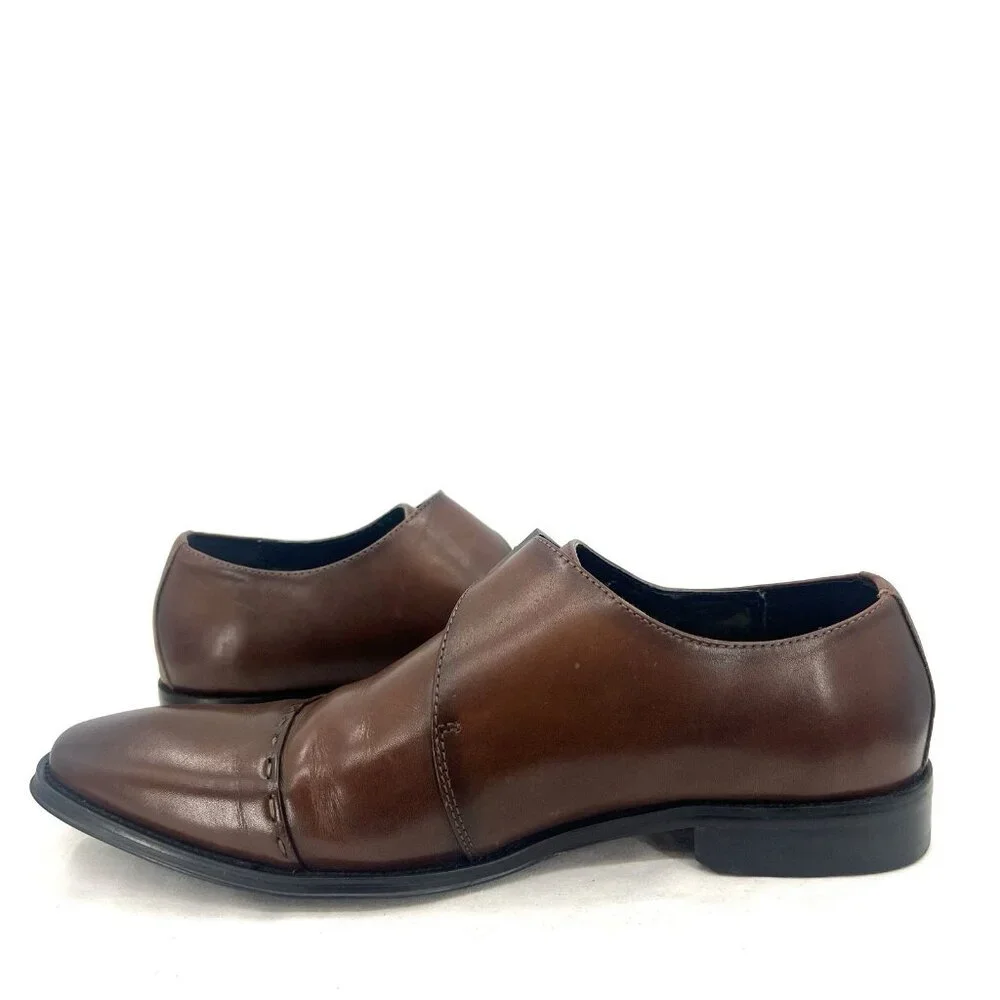 Polo Ralph Lauren Monk Strap Brown Leather Oxford Loafer Men’s 9 - Picture 2 of 11